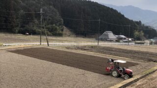 固く締まってきた畑の土を耕うんしフカフカな土にする
